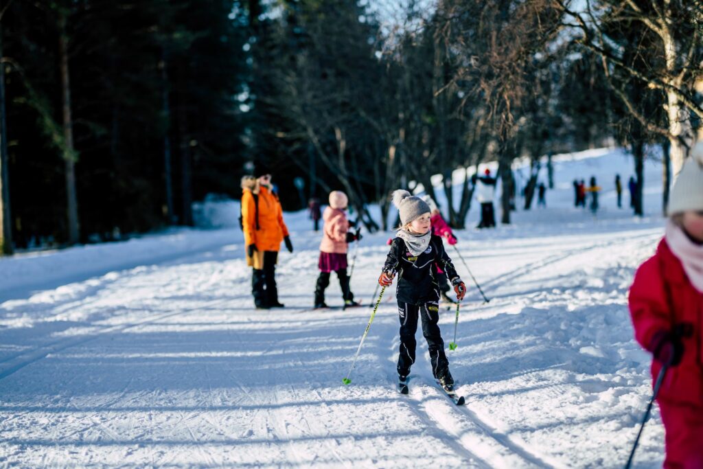 A skiing child.